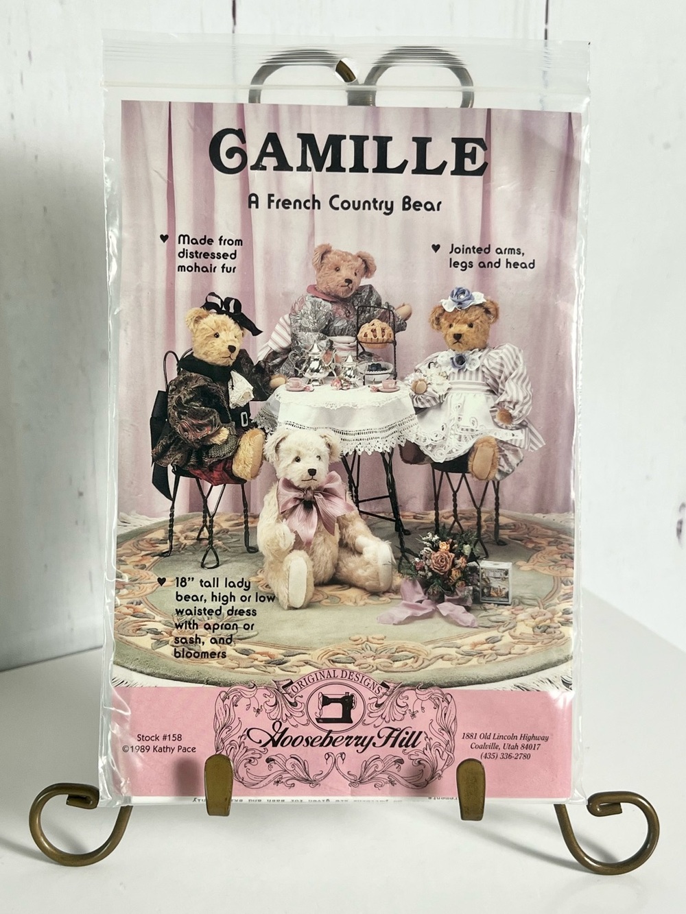 VTG 1989 Gooseberry Hill Camille French Country Bear Sewing Pattern Uncut 158